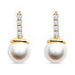 cultured pearl earrings, yellow gold pearl earrings