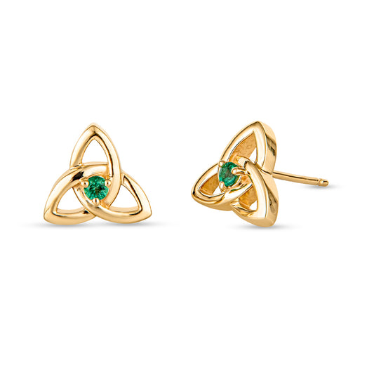 Celtic Knot Gemstone Earrings, Celtic Trinity Knot Emerald Earrings, Christian Trinity Knot Stone Earrings, Irish Love Knot Gemnstone Earrings, Triquetra Emerald Earrings