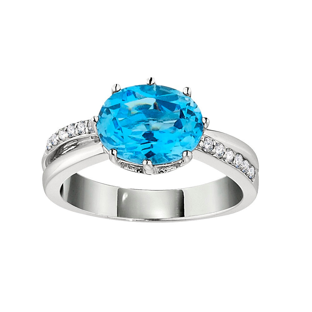 14K White Gold Blue Topaz Elegance Ring