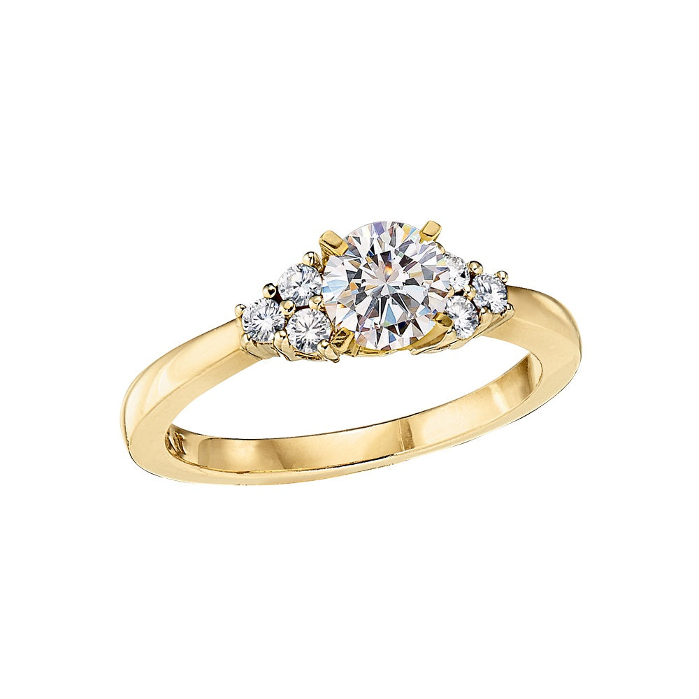 Classic Three Stone Sided Engagement Ring Setting