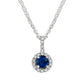 September birthstone, Sapphire Pendants, Sapphire and diamond pendant, halo sapphire and diamond pendant