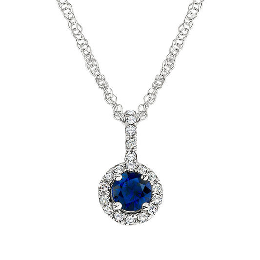 September birthstone, Sapphire Pendant, Sapphire Necklace, flower pendant, flower necklace, diamond and sapphire jewelry