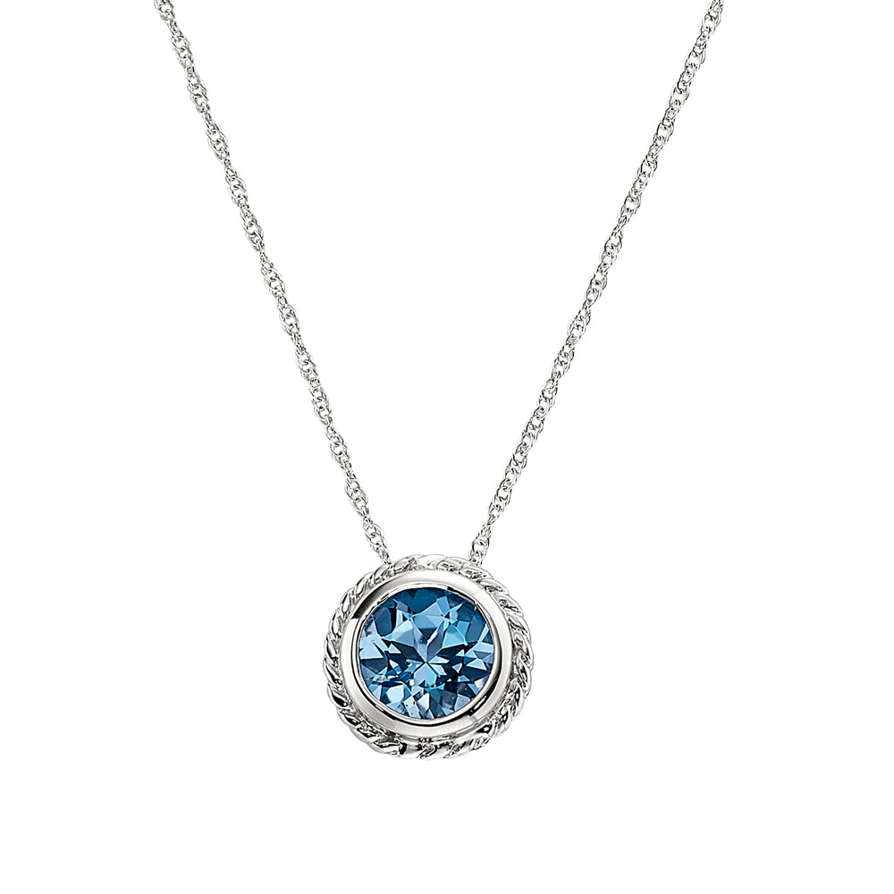 Blue Topaz Necklace, Bezel Necklace, Blue topaz gold pendants