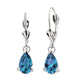 Fleur De Lis Gemstone Earrings, Birthstone Earrings, Blue Topaz Birthstone Earrings, Dangle Blue Topaz Earrings, Lever Back Blue Topaz Earrings