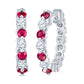ruby and diamond hoop earrings, ruby diamond earrings, diamond ruby earrings, diamond hoops