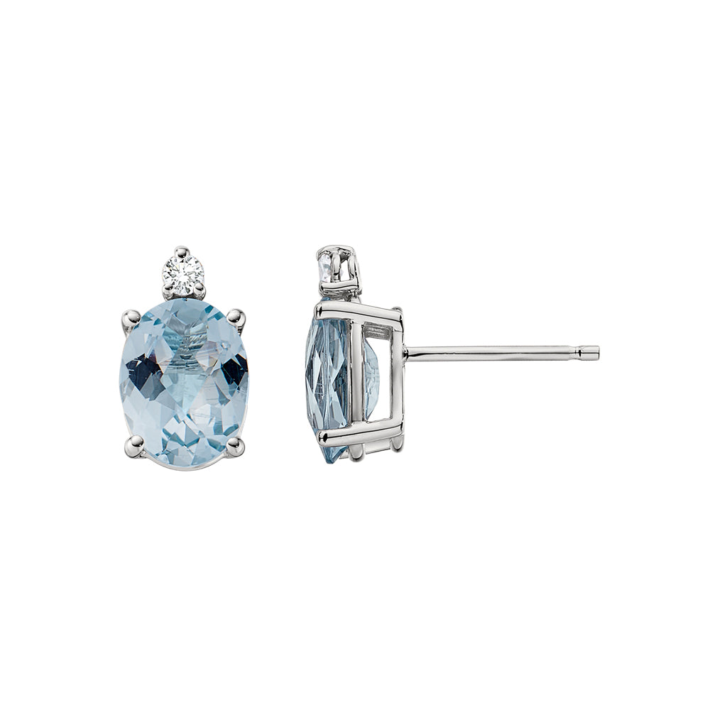 Oval Checkerboard Cut Gemstone Diamond Earrings