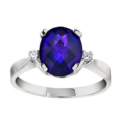 large gemstone checkerboard ring, amethyst ring, amethyst and diamond ring, amethyst diamond gold ring, amethyst diamond ring