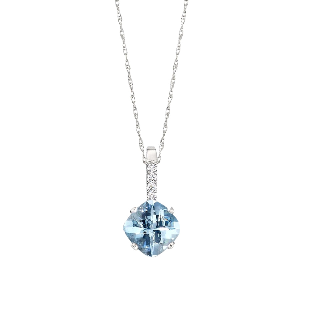 Aquamarine and Diamond Gold Pendant, Aquamarine and Diamond Dangle Necklace, Aquamarine Gold Pendant, March Birthstone Jewelry, March Birthstone Pendants