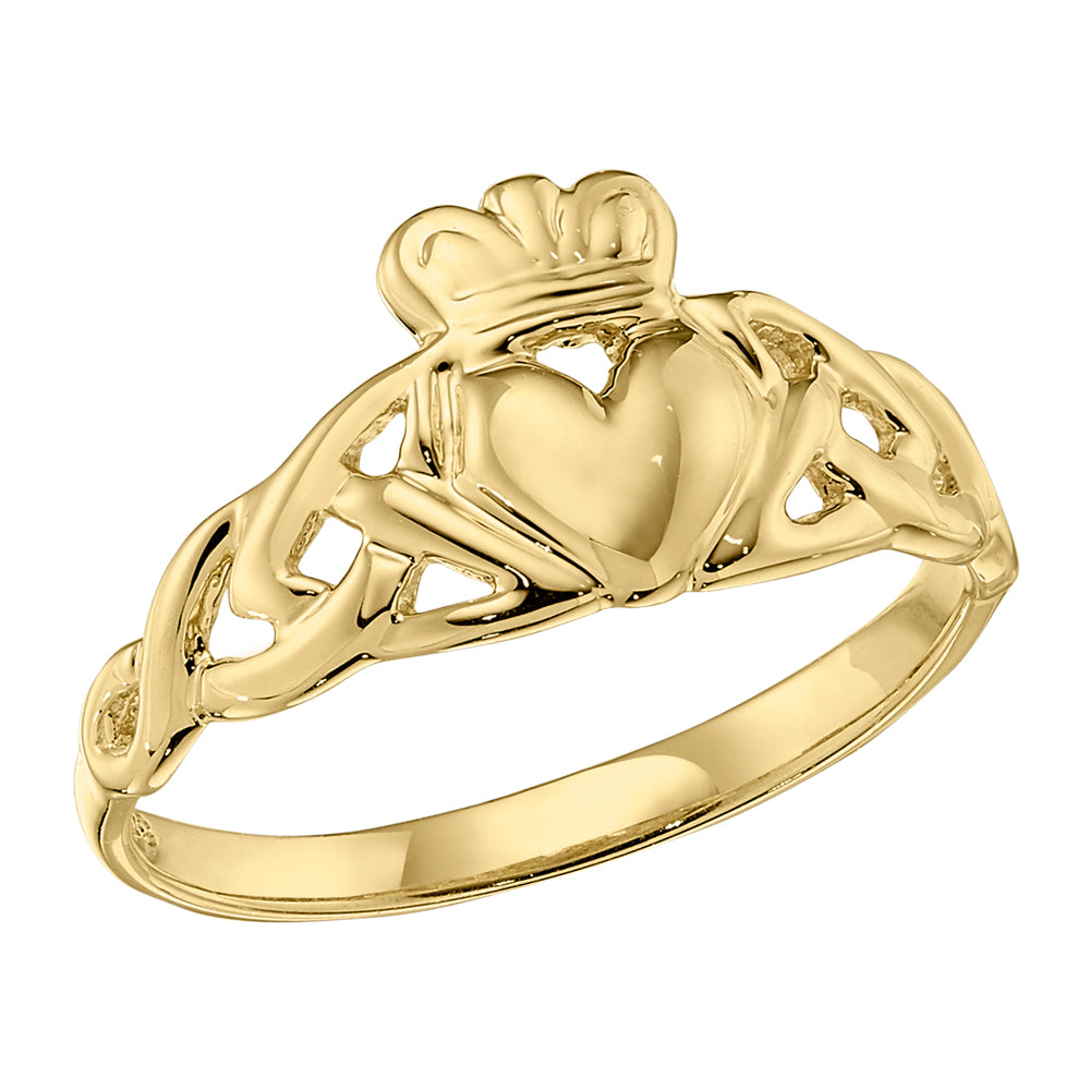 Celtic Knot Gold Claddagh Ring Mens Version