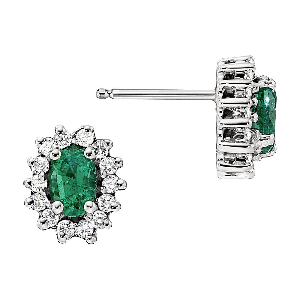 Emerald and Diamond Earrings, may birthstone jewelry, emerald birthstone earrings, Princess di emerald earrings