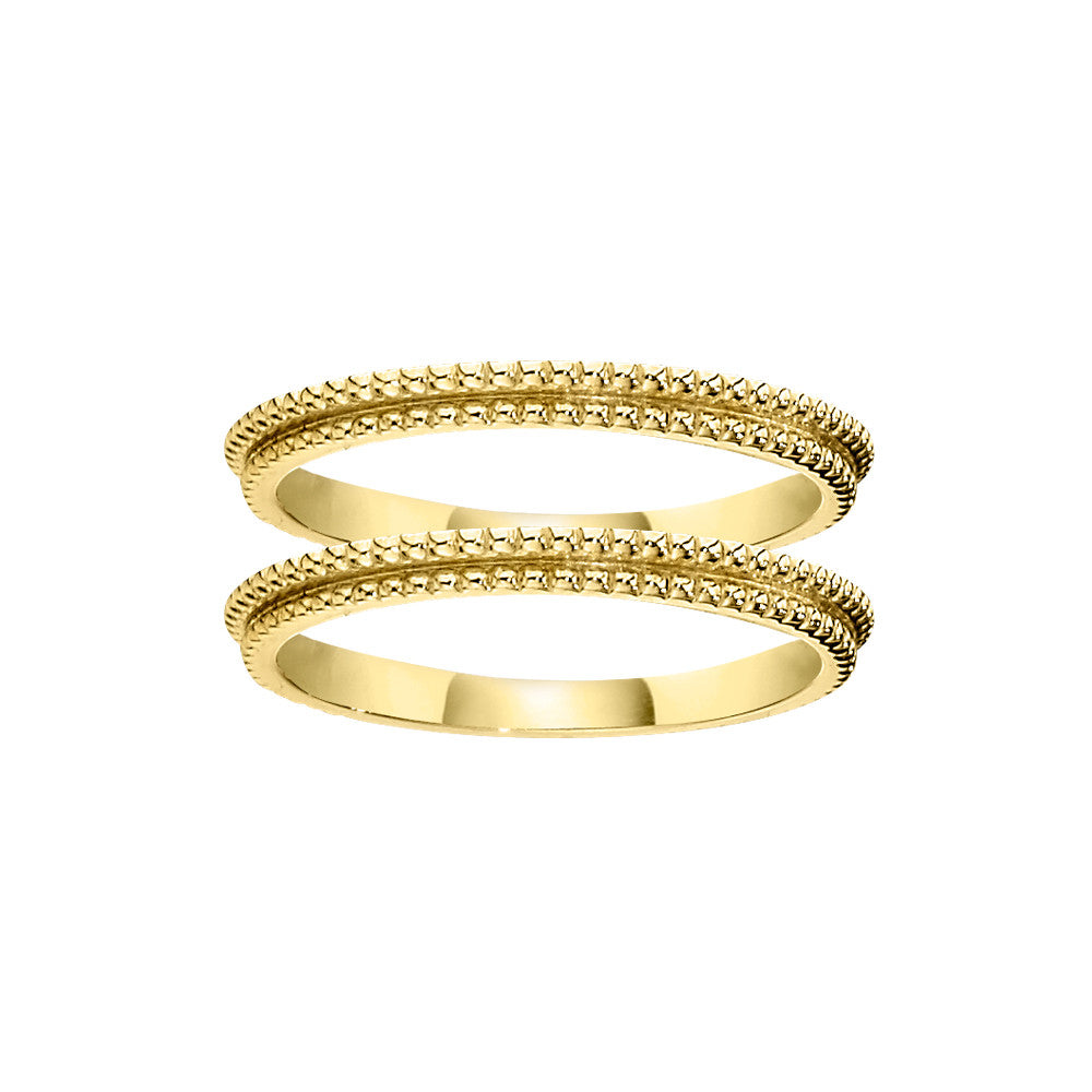 Milgrain Gold Ring Guards Insert Wedding Bands 2MM