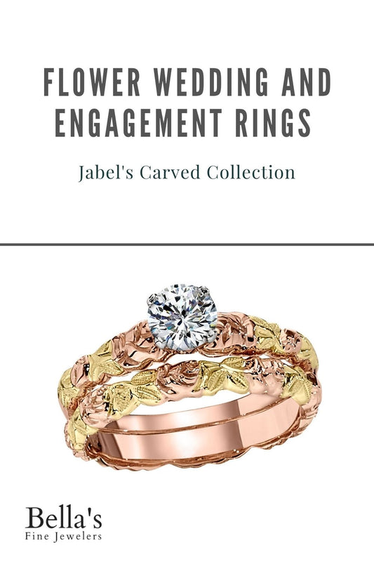 Jabel's Carved Flower Wedding Ring and Engagement Ring Collection