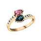 Moi Toi Tourmaline Diamond Ring with Two Stone Pear Shape and Diamond By pass in White Gold 14KT