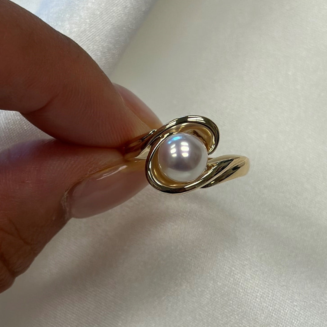 Swirl Purple Pearl & Diamond Ring - Johnny Jewelry