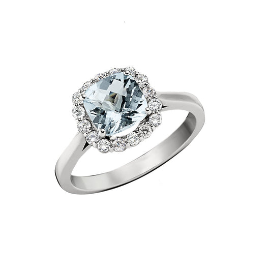 Cushion Gemstone and Diamond Halo Ring