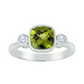 Made in America Jewelry Peridot and Diamond Ring in 14KT White Gold Inspired By Vintage Rings