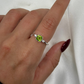 Made in America Jewelry Peridot and Diamond Ring in 14KT White Gold Inspired By Vintage Rings