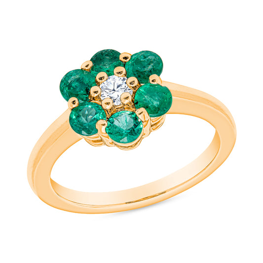 Emerald Diamond Ring, Emerald Flower Ring