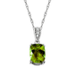 Peridot Cushion Checkerboard and Diamond Pendant with Double Vintage Style Prongs in Gold