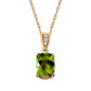 Peridot Cushion Checkerboard and Diamond Pendant with Double Vintage Style Prongs in Gold