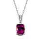 Rhodolite Cushion Checkerboard and Diamond Pendant with Double Vintage Style Prongs in Gold