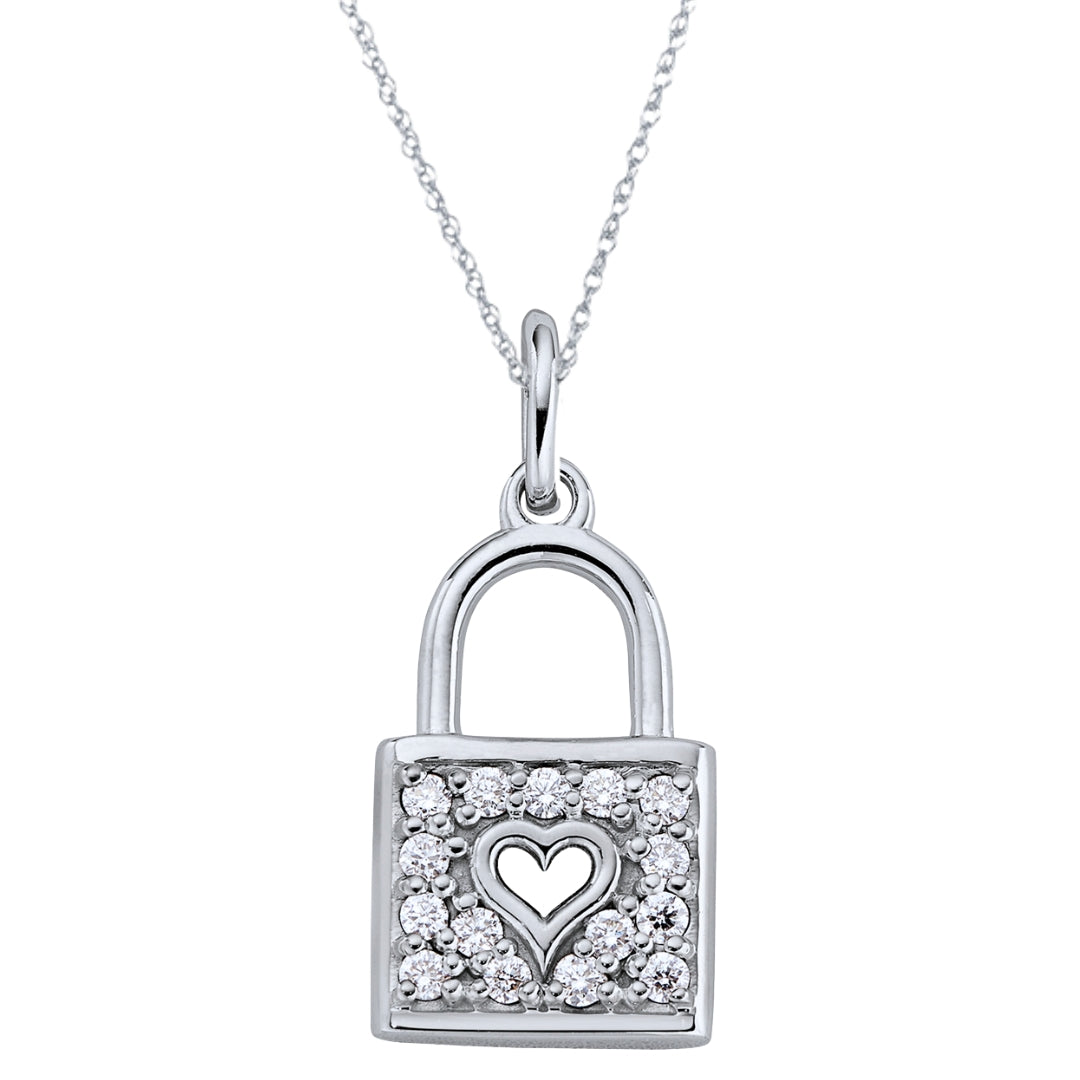 April Birthstone, diamond birthstone jewelry, Diamond Heart Lock Pendant, diamond lock necklace, gold lock necklace