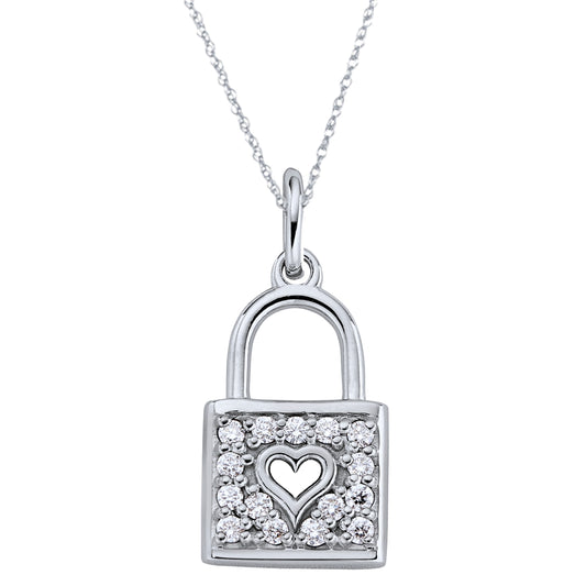 April Birthstone, diamond birthstone jewelry, Diamond Heart Lock Pendant, diamond lock necklace, gold lock necklace