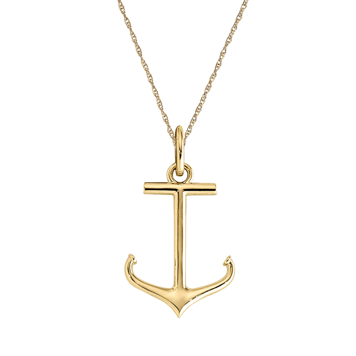 14K Yellow Gold Simple Anchor Pendant