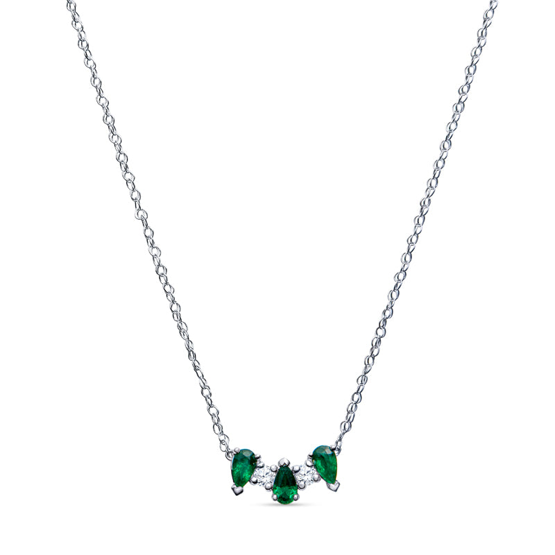 Pearshape Emerald Diamond Necklace