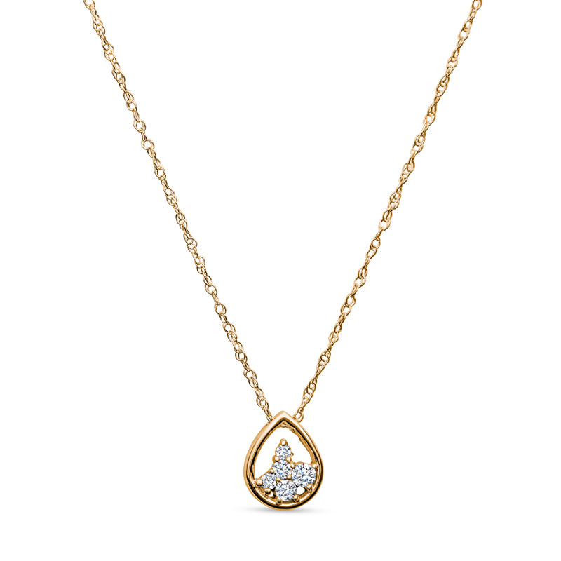 teardrop diamond gold pendants, 14K diamond pendants, gold diamond pendant, yellow gold teardrop diamond pendant