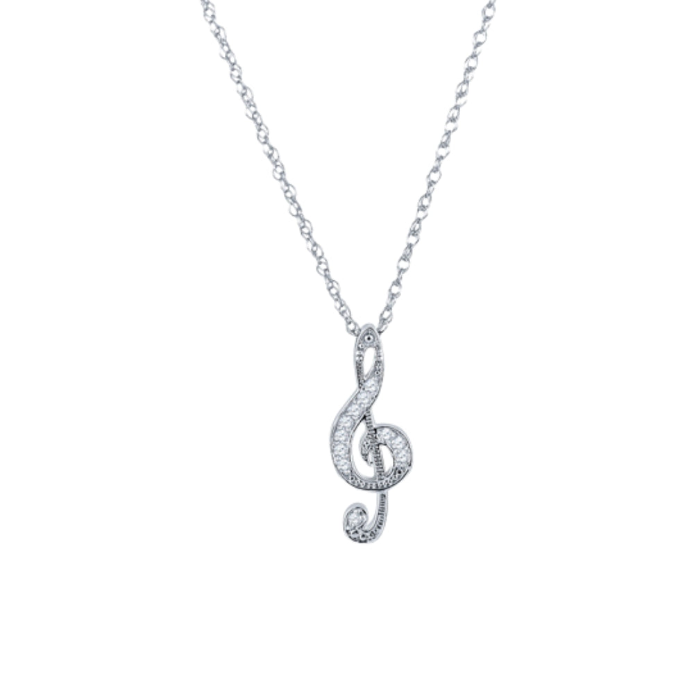 G Clef Music Note Diamond Pendant