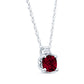 14KT White Gold Garnet Pendant Vintage Style Cushion Checkerboard with Diamond on 14K 18" Rope Chain 