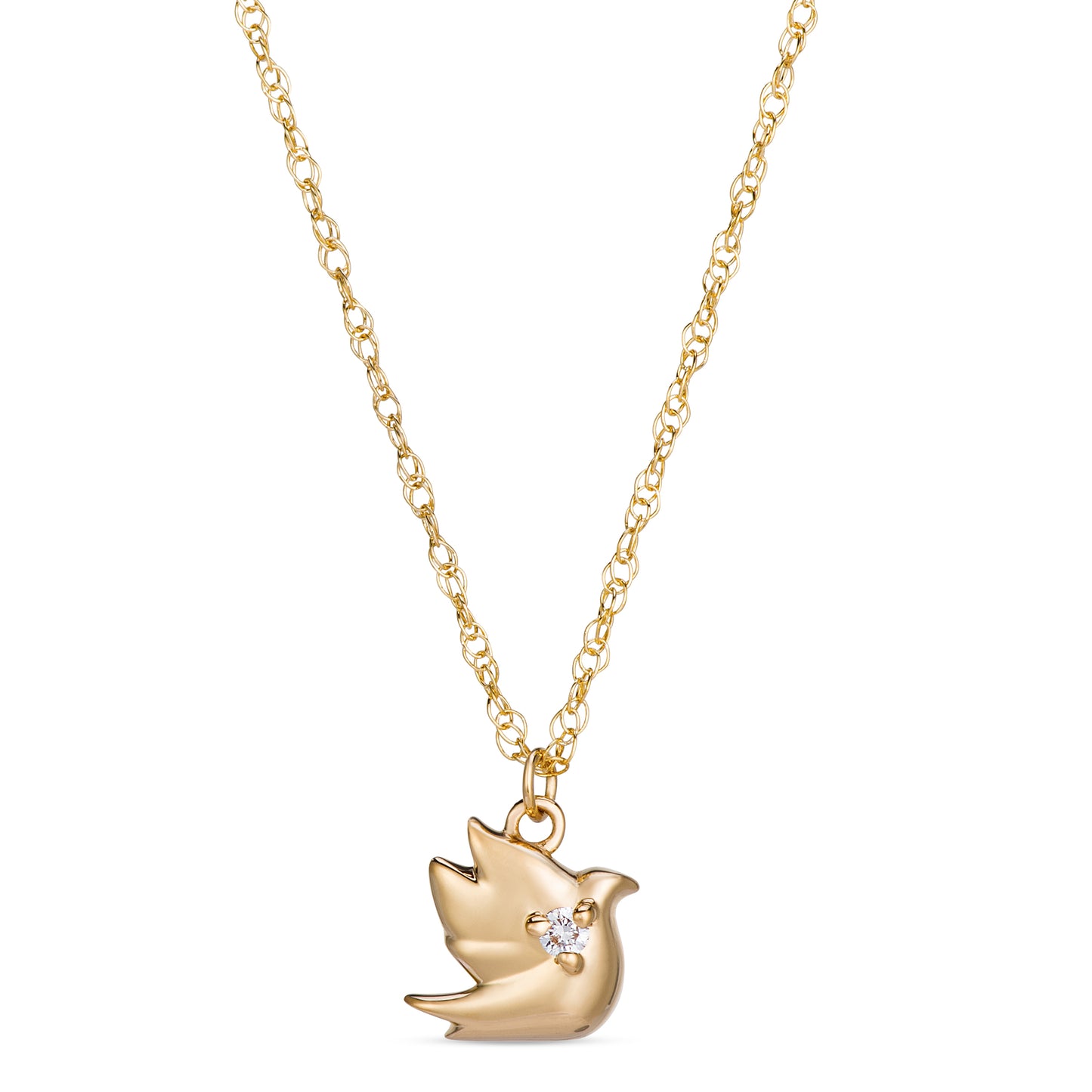Micro Layering Necklaces 14KT Yellow Gold Dove Pendant Symbolic Jewelry Made in USA Jewelry 