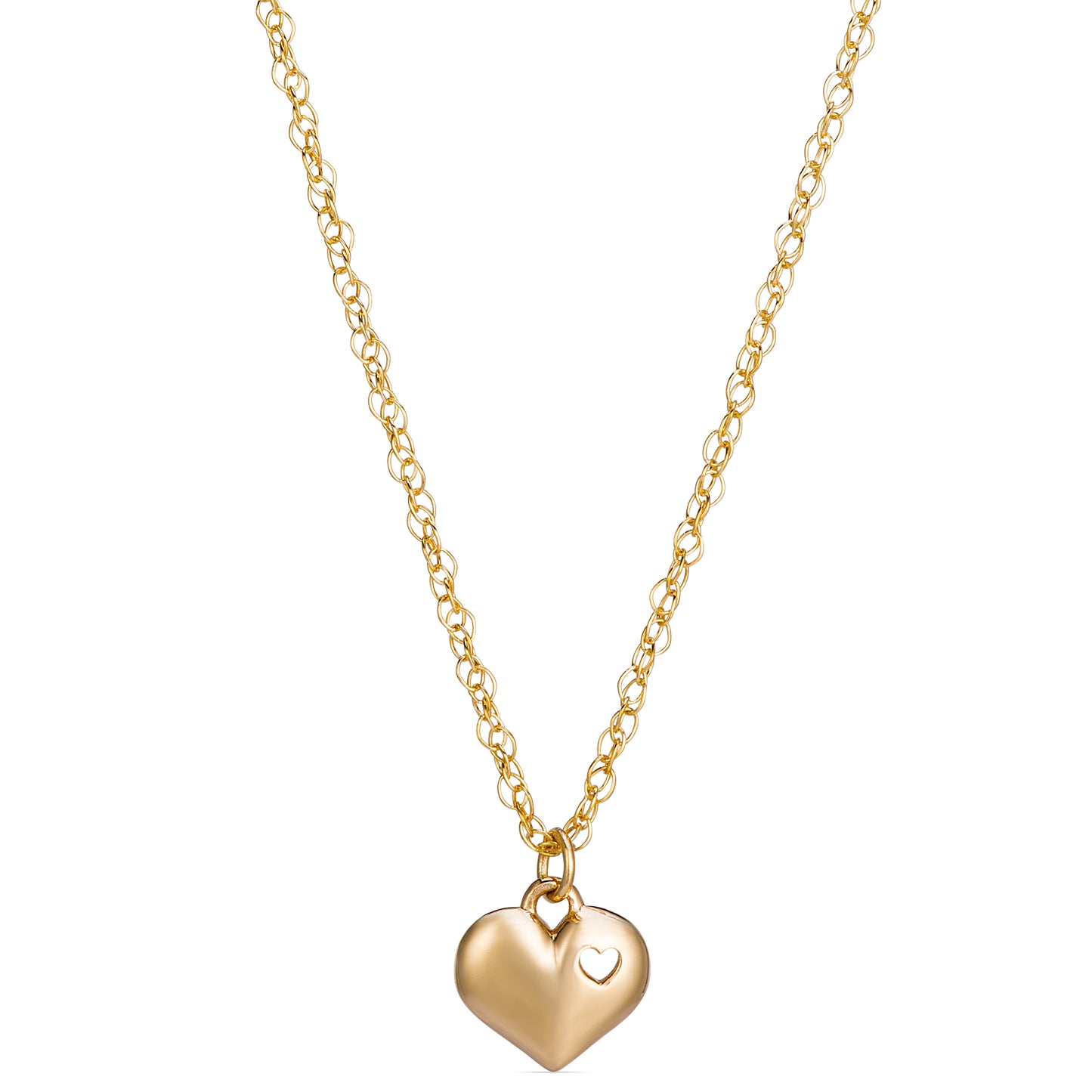 Symbolic Heart within a Heart Micro Pendant in 14KT Yellow Gold for Layering Necklaces