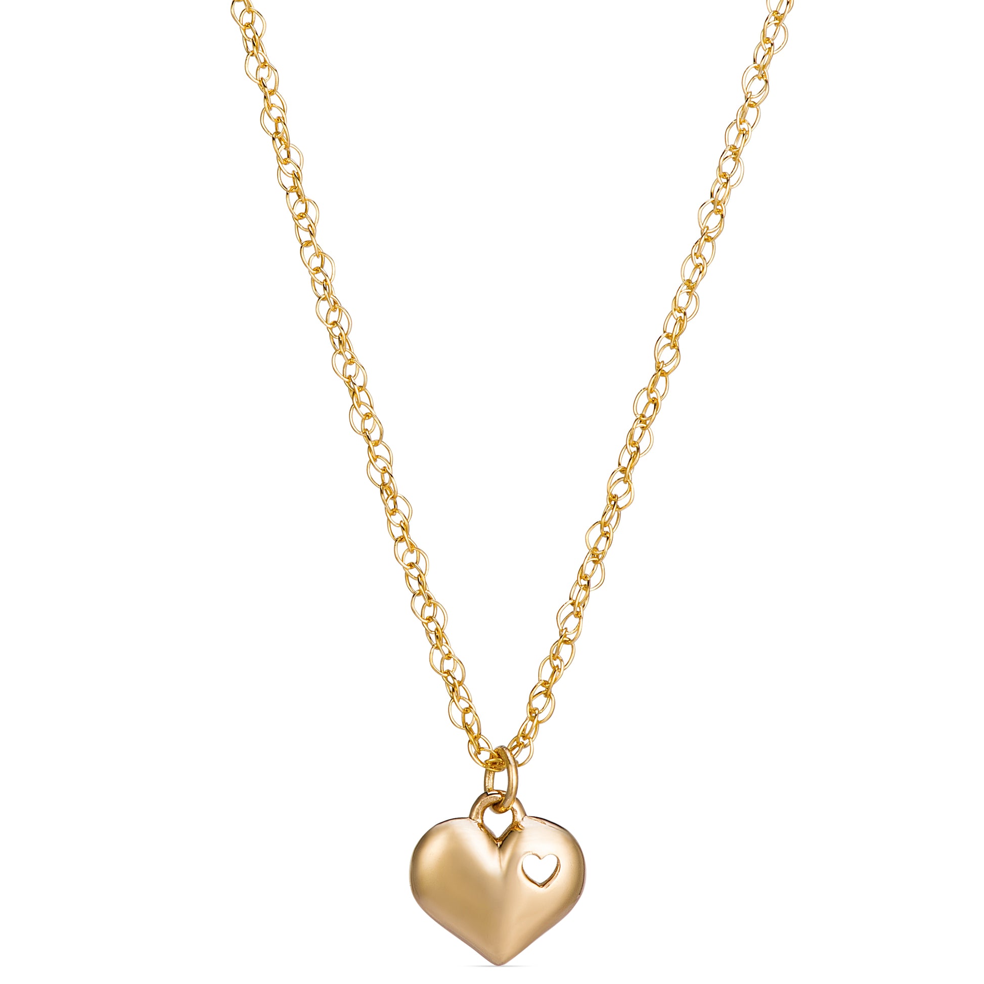 Symbolic Heart within a Heart Micro Pendant in 14KT Yellow Gold for Layering Necklaces