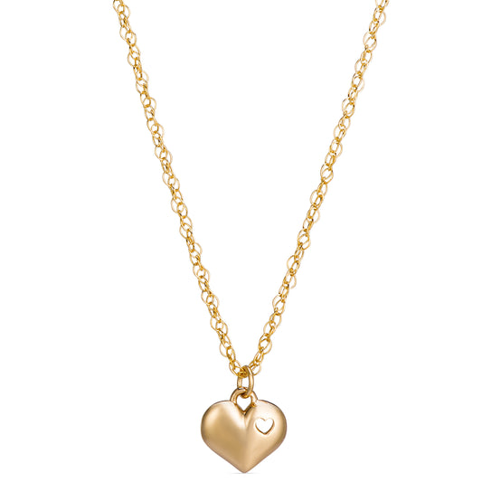 Symbolic Heart within a Heart Micro Pendant in 14KT Yellow Gold for Layering Necklaces