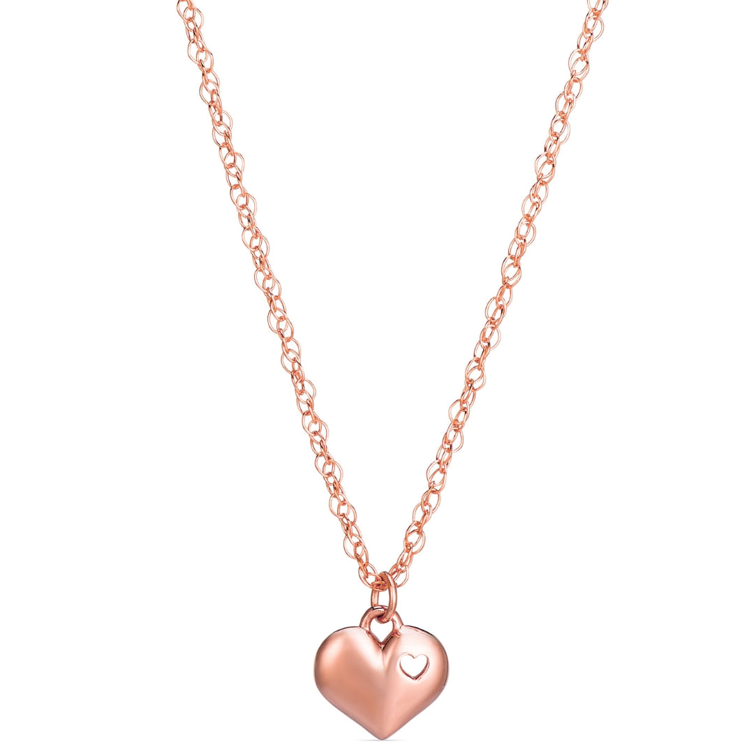 Symbolic Heart within a Heart Micro Pendant in 14KT Pink Rose Gold for Layering Necklaces