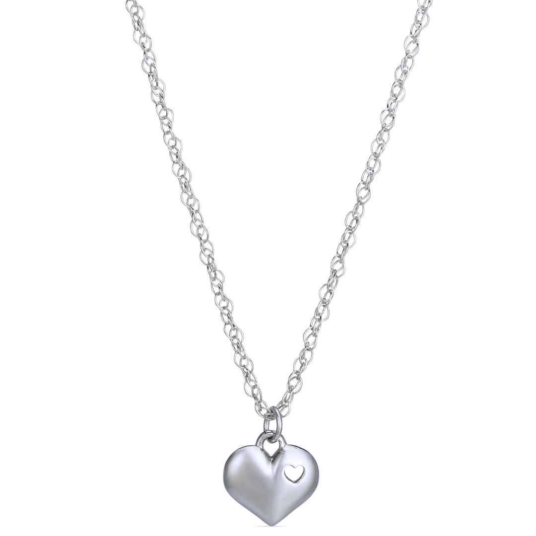 Symbolic Heart within a Heart Micro Pendant in 14KT White Gold for Layering Necklaces