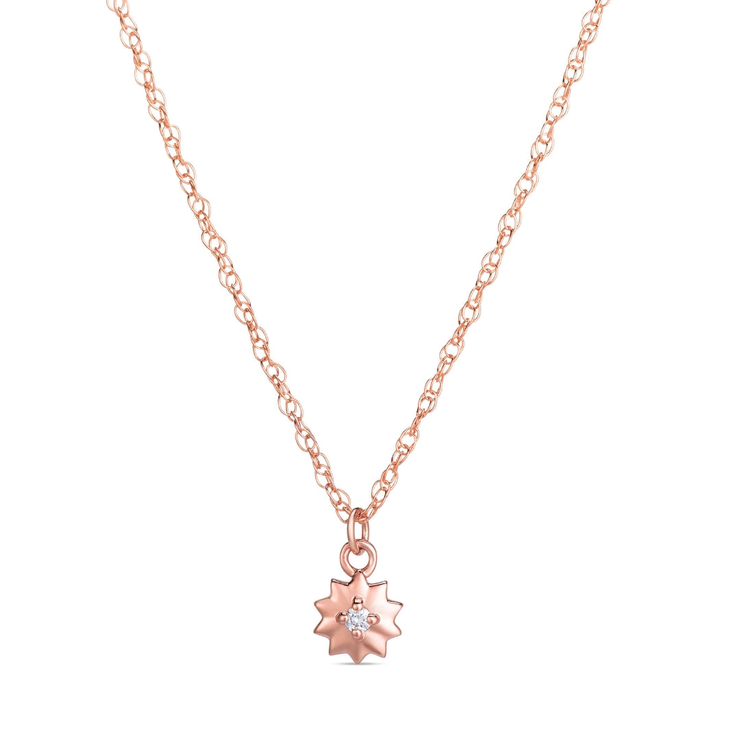 Symbolic Sun Diamond Micro Pendant in 14KT Rose Gold for Layering Necklaces