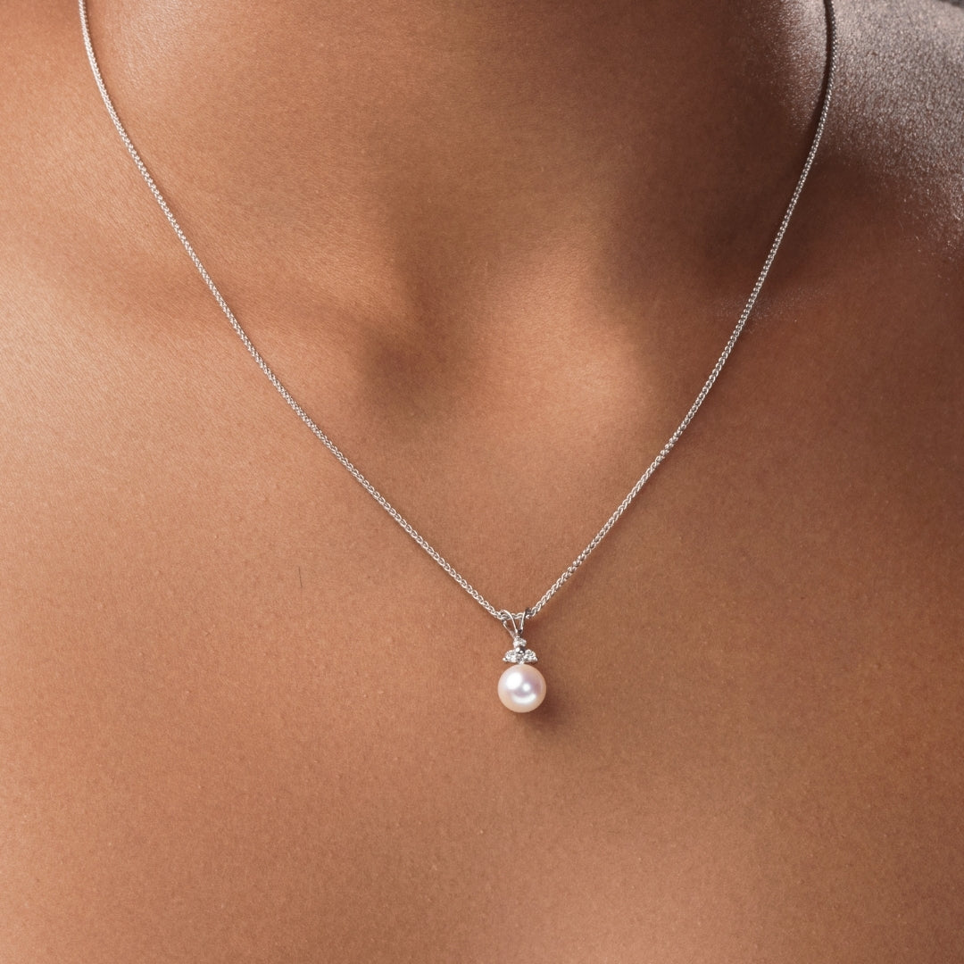 Three Stone Sapphire and Cultured Pearl Pendant – Bella's Fine