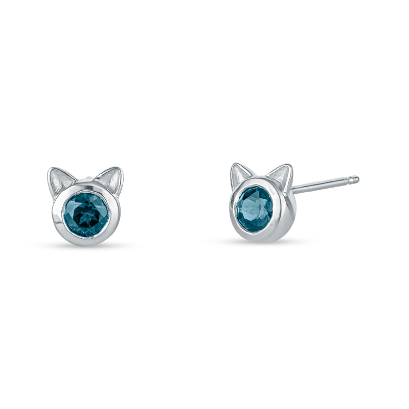 cat ear earring, gemstone cat earrings, gemstone cat ear earrings, symbolic cat jewelry