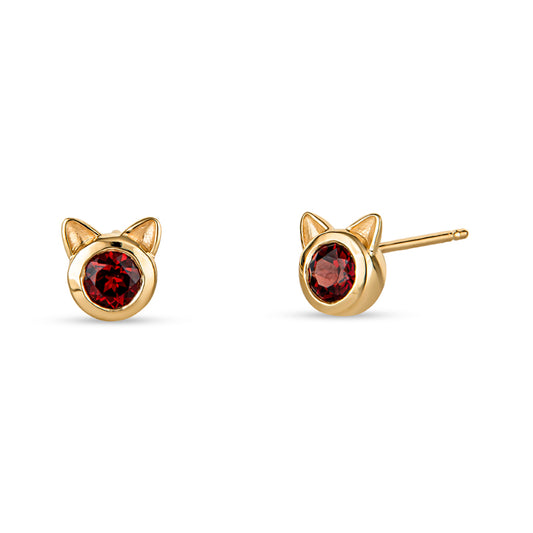 cat ear earring, gemstone cat earrings, gemstone cat ear earrings, symbolic cat jewelry