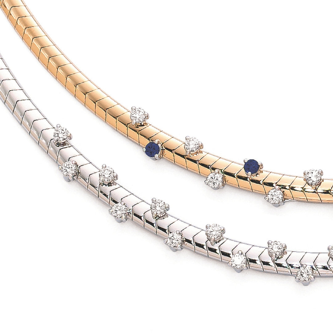 Made in America Jewelry by Jabel Diamond Omega slides from Floating Diamond Collection, close up image