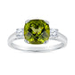 14K Peridot Diamond Ring, Gold Peridot Diamond Ring, Classic Gemstone Ring Gold