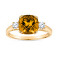 14K Citrine Diamond Ring, Gold Citrine Diamond Ring, Classic Gemstone Ring Gold