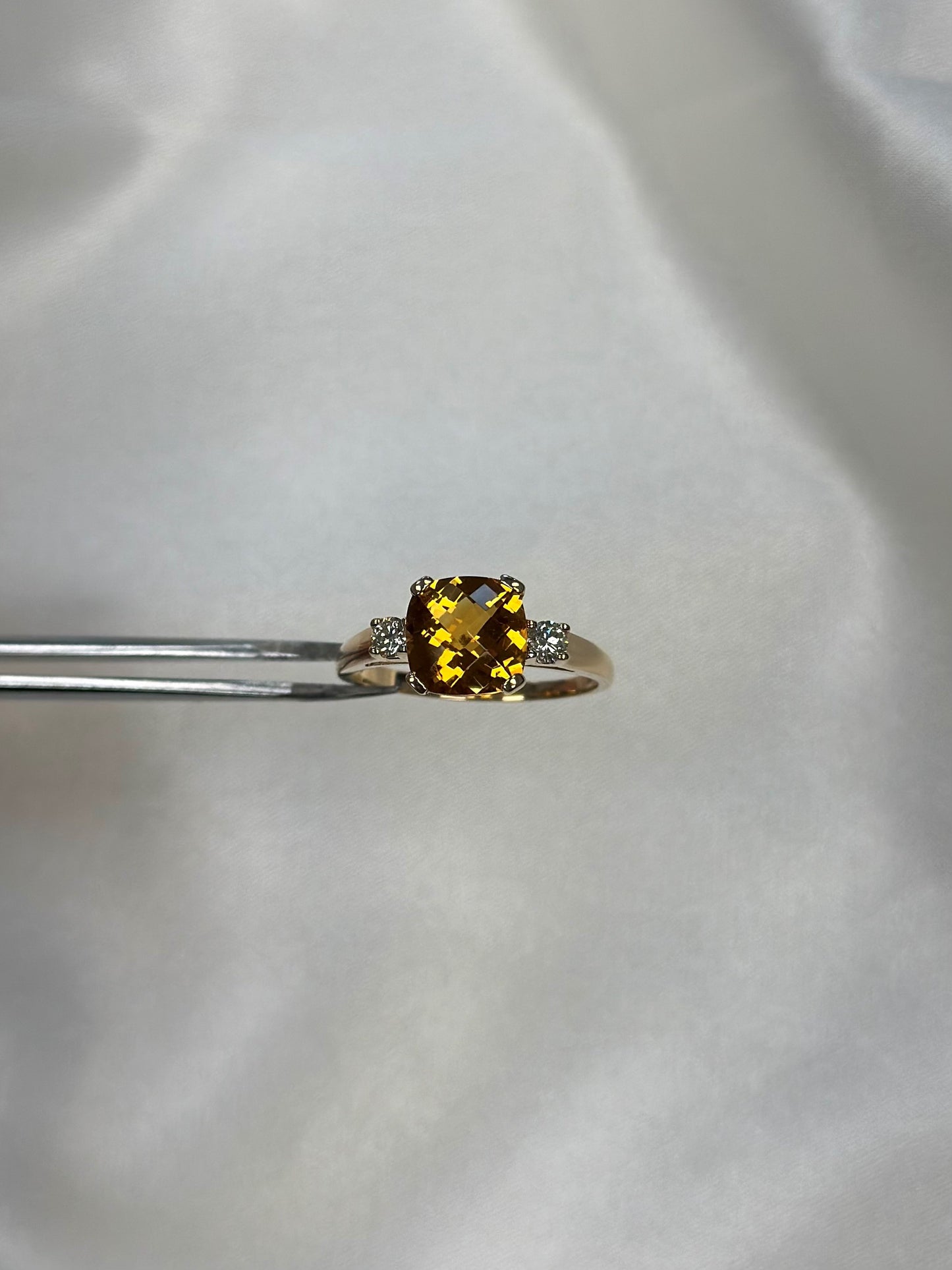 Gemstone Cushion Cut Diamond Ring 14K Gold