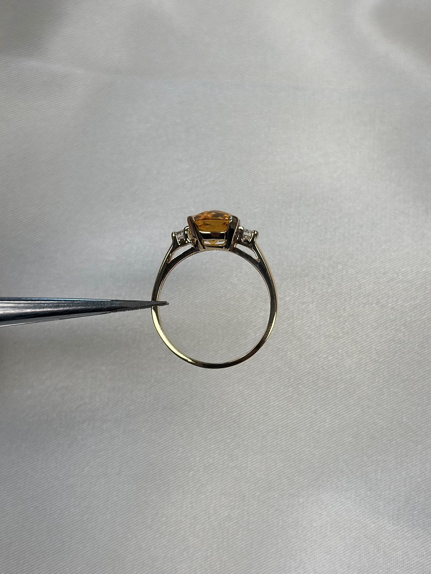 14K Citrine Diamond Ring, Gold Citrine Diamond Ring, Classic Gemstone Ring Gold