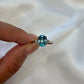 Blue Zircon diamond ring, semi-precious ring, Blue Zircon and diamond ring