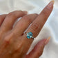 Blue Zircon diamond ring, semi-precious ring, Blue Zircon and diamond ring