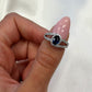 Modern Halo Sapphire and Diamond Ring